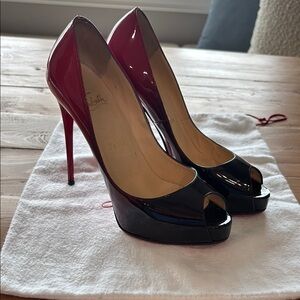 Christian Louboutin Women's Black and Red Peep Toe Heels